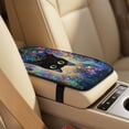 thumbnail image 4 of Xixirimido Leather Seat Cover Front Seats Only, Universal Fit Auto Front Seat Covers for Sedan Van SUV Truck 5 Pcs Set with Seatbelt Covers & Center Console Cover, Black Cat & Floral, 4 of 8
