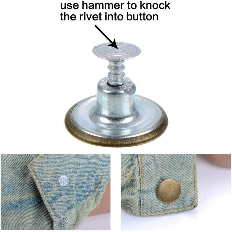 Buy 17mm Jeans Buttons Hammer on Brass Tack Fasteners for