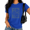 Blue, variant on Cozymy Retro Floral Stamp T-Shirt for Women - White Lily Line Art Graphic Tee