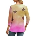 thumbnail image 5 of Cavosen Blouse for Women 3/4 Sleeve V Neck Cute Sweatshirt Star Lightweight Oversized Pullover Soft Spring Orleans Party Tops, 5 of 7