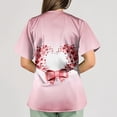 thumbnail image 6 of Womens Valentine Day Scrub Tops Love Heart Print Short Sleeve Plus Size Medical Workwear Nursing V Neck Quick Dry Scrub Tops with Pockets Purple Pink 2XL, 6 of 6