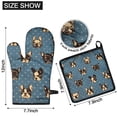 thumbnail image 6 of French Bulldogs Blue Kitchen Oven Mitt and Pot Holder Sets 2 Pcs for Baking, Cooking and Grilling, Heat Resistant Up To 392 °F, 6 of 6