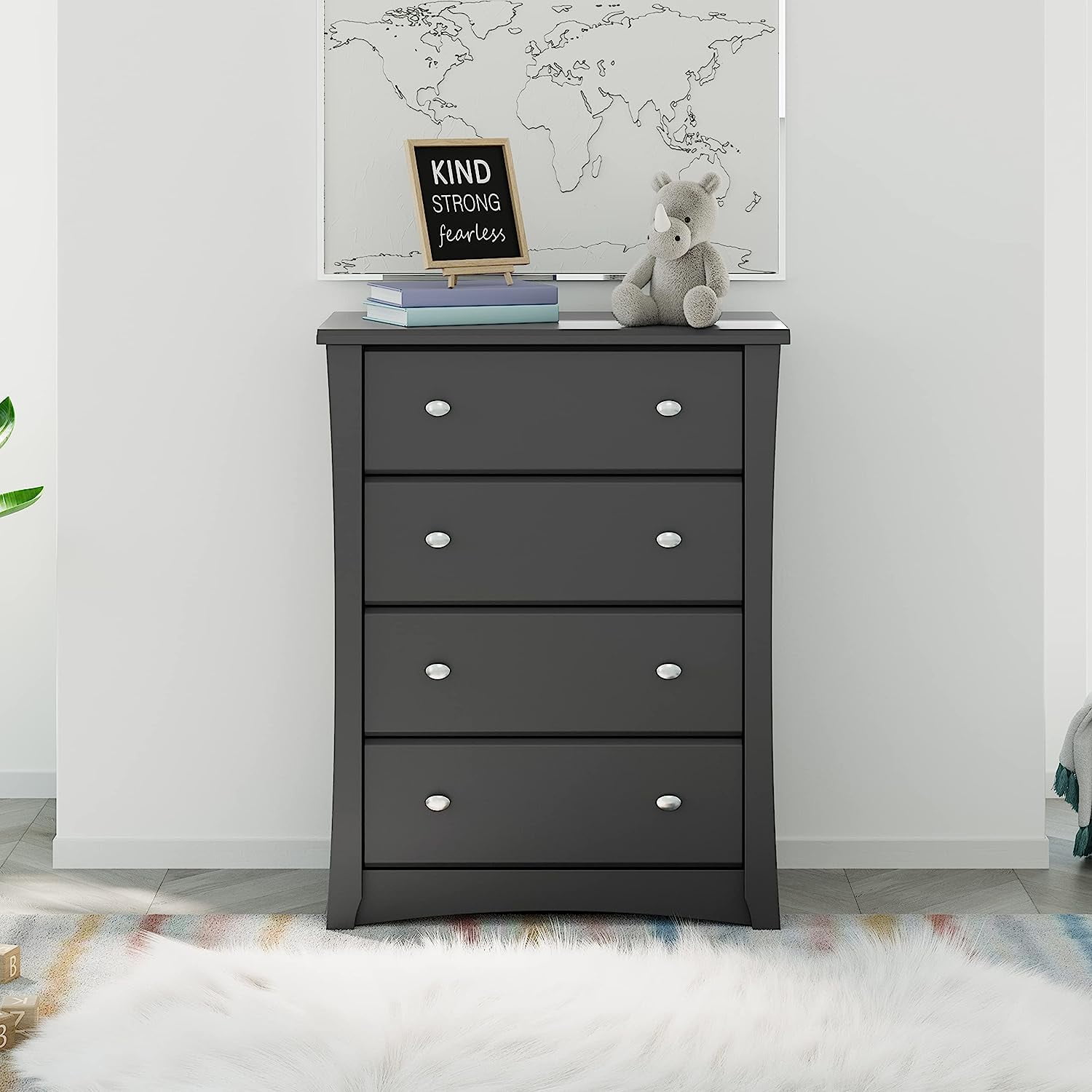 Storkcraft Crescent 4 Drawer Chest Pebble Gray GREENGUARD Gold
