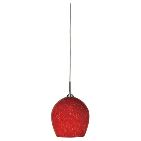 

Tall Glass and Metal Pendant in Red Lava Swirl