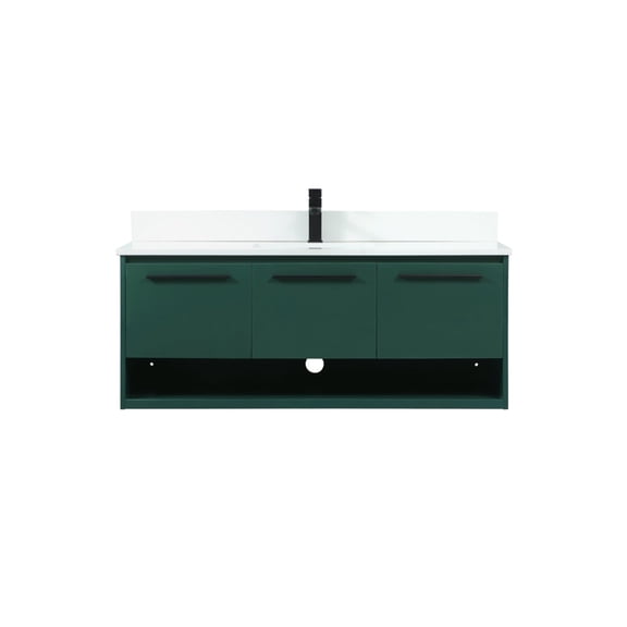 48 inch single bathroom vanity in green with backsplash