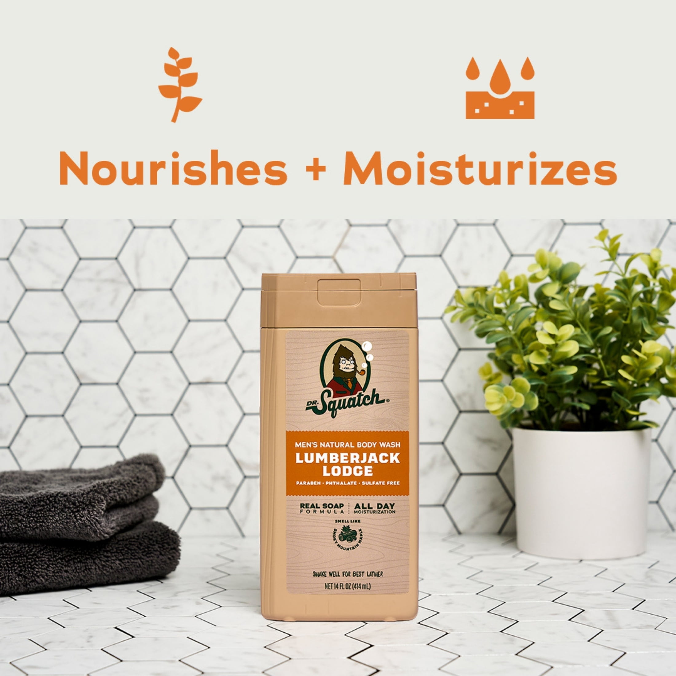 Dr. Squatch Mens Natural Body Wash, Sulfate Free Moisturizing Body Wash for men, Lumberjack Lodge, 14 fl Oz