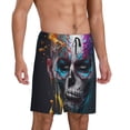 thumbnail image 2 of Pofeuu Modern Abstract Colorful Skull Print Men's Soft Woven Elastic Waistband Sleep Pajama Short-3X-Large, 2 of 6