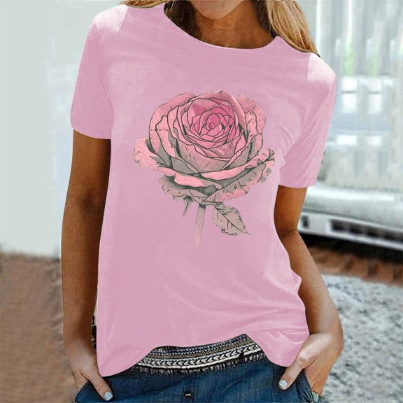 LiMoi Womens Shirt Short Sleeve Button Womens Tops Casual V Neck Print T Shirts for Women V Neck Plus Size Blouses My Items