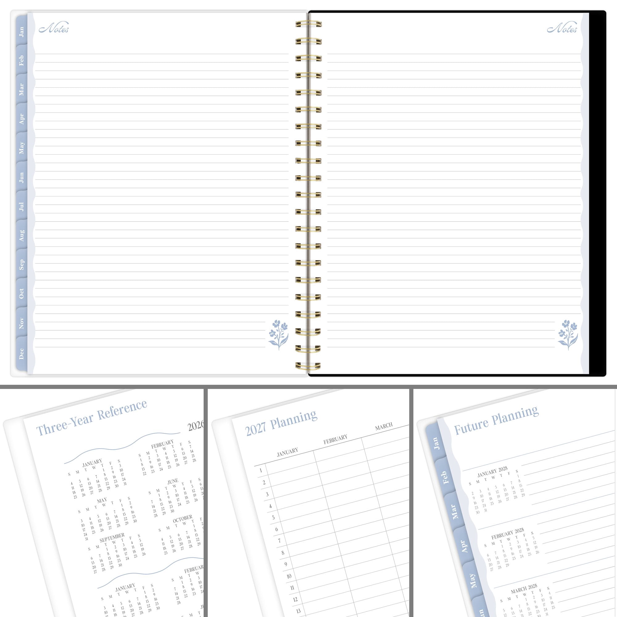 Cherrywood Lane for Mead Cambridge 2027 Weekly Monthly Planner Black Botanicals