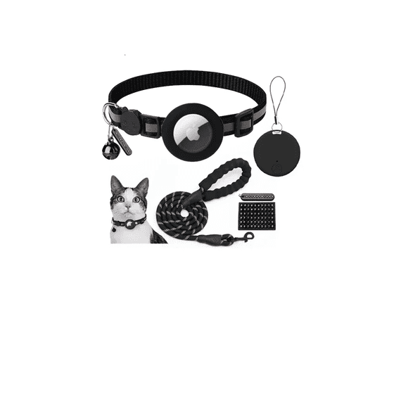Collar Reflectante Para Airtag Gatos Con Broche De Seguridad Xtellar negro