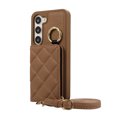 thumbnail image 5 of Crossbody Wallet Case for Samsung Galaxy S22 with Make-up Mirror, PU Leather Lanyard Purse Magnetic Clasp Card Holder, Flip Kickstand Shockproof Phone Cover for Samsung Galaxy S22, Brown, 5 of 7
