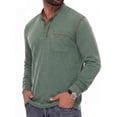 thumbnail image 4 of JWD Mens Long Sleeve Henley Shirt Casual Button Neck T Shirt with Chest Pocket Green L, 4 of 7