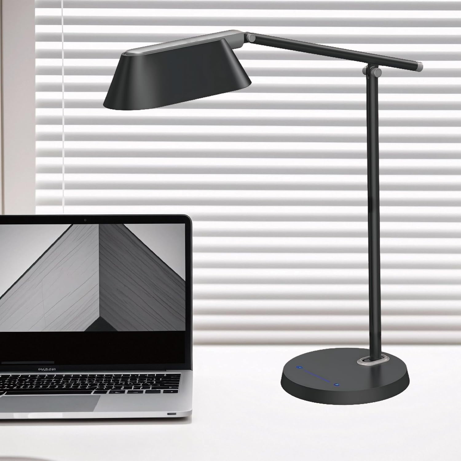 LED Desk Lamp for Office Home Eye-Caring Ultra-Large LED Panel Desk Light with Multi-Angle Adjustment Touch Desk Lamps with Stepless Dimming for Smart Delayed Shutdown Night Light Reading study.