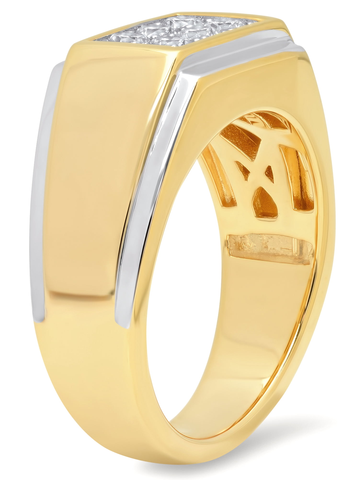 Mens 14K Gold Plated Sterling Silver Cubic Zirconia - Mens Ring