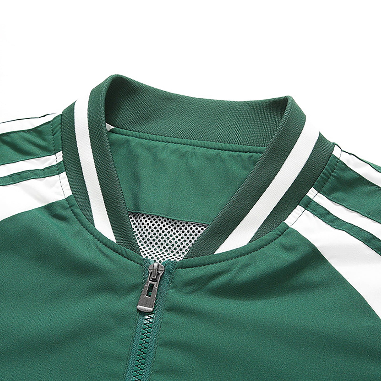 Zpzdpjkx Mens Bomber Jacket Color-Blocked Striped Rib Trim Zip