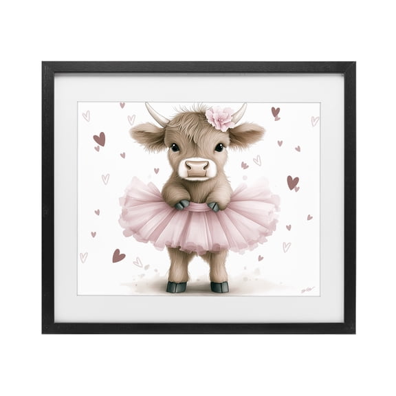 Stupell Industries Cottage Baby Calf with Tutu Black Framed Print Under Glass, 16 x 13, by Whimsical Wonders