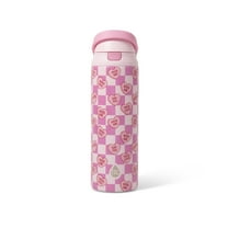 TAL 24oz Stainless Steel 2-in-1 Straw and Chug Water Bottle with Push Lid, Candy Hearts