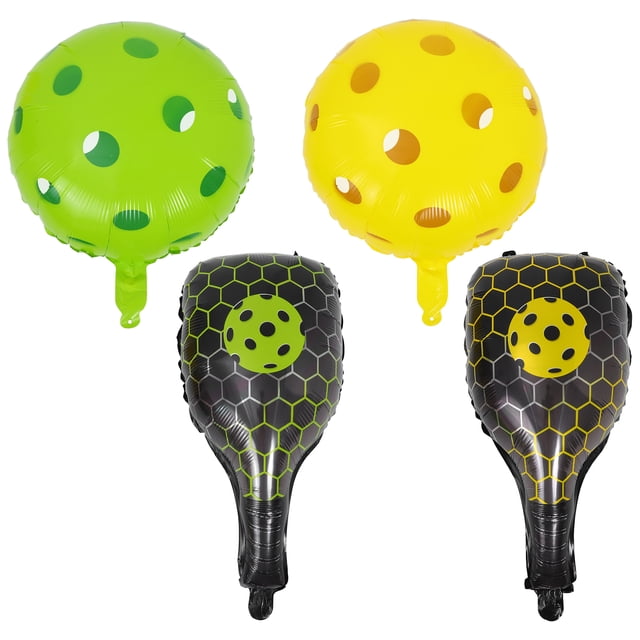 Miangastore 4pcs Punching Balloon for Sports Party Racket Shaped Cartoon Balloon Birthdays Outdoor Celebrations Foil Hole Ball Balloon Set