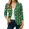 thumbnail image 5 of EANJE Women Christmas Graphic Open Front Cardigan, 3/4 Sleeve Loose Lightweight Shrug, Casual Printed Thin Knit Layering Top Green L, 5 of 6