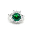 thumbnail image 2 of 2.25 Carat Fancy Round Cut Genuine Diamond Green Emerald Halo Anniversary Ring for Women Solid 14K White Gold Size 8, 2 of 8