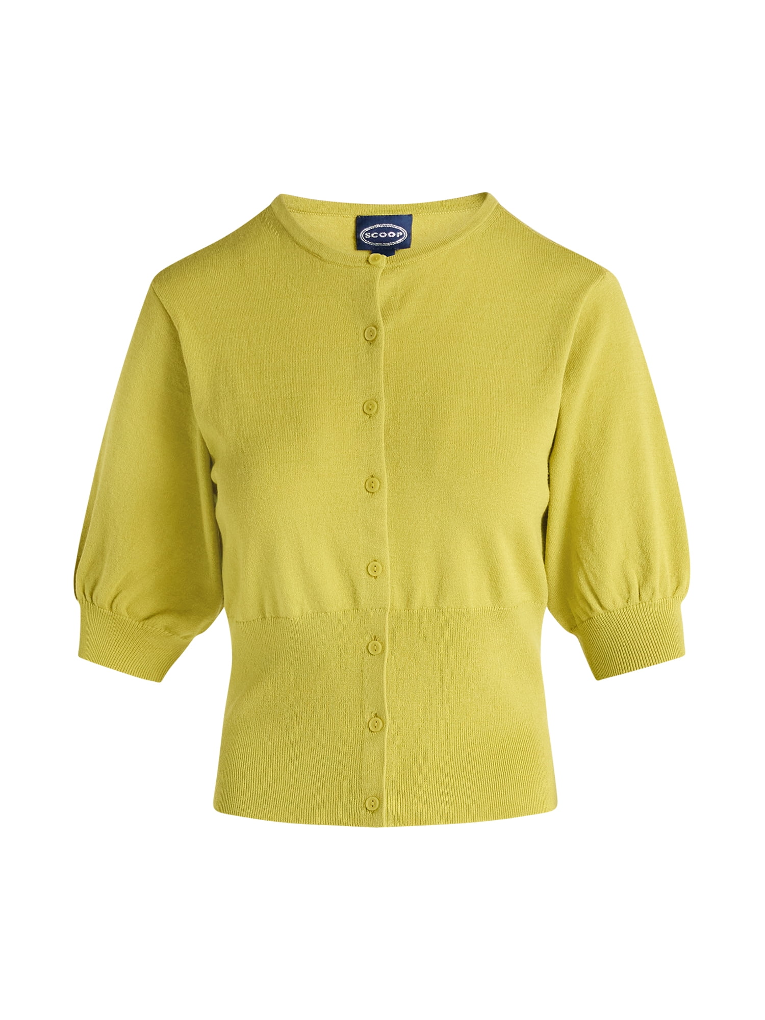 Scoop Women's Ribbed Short-Sleeve Cardigan, Lightweight Knit