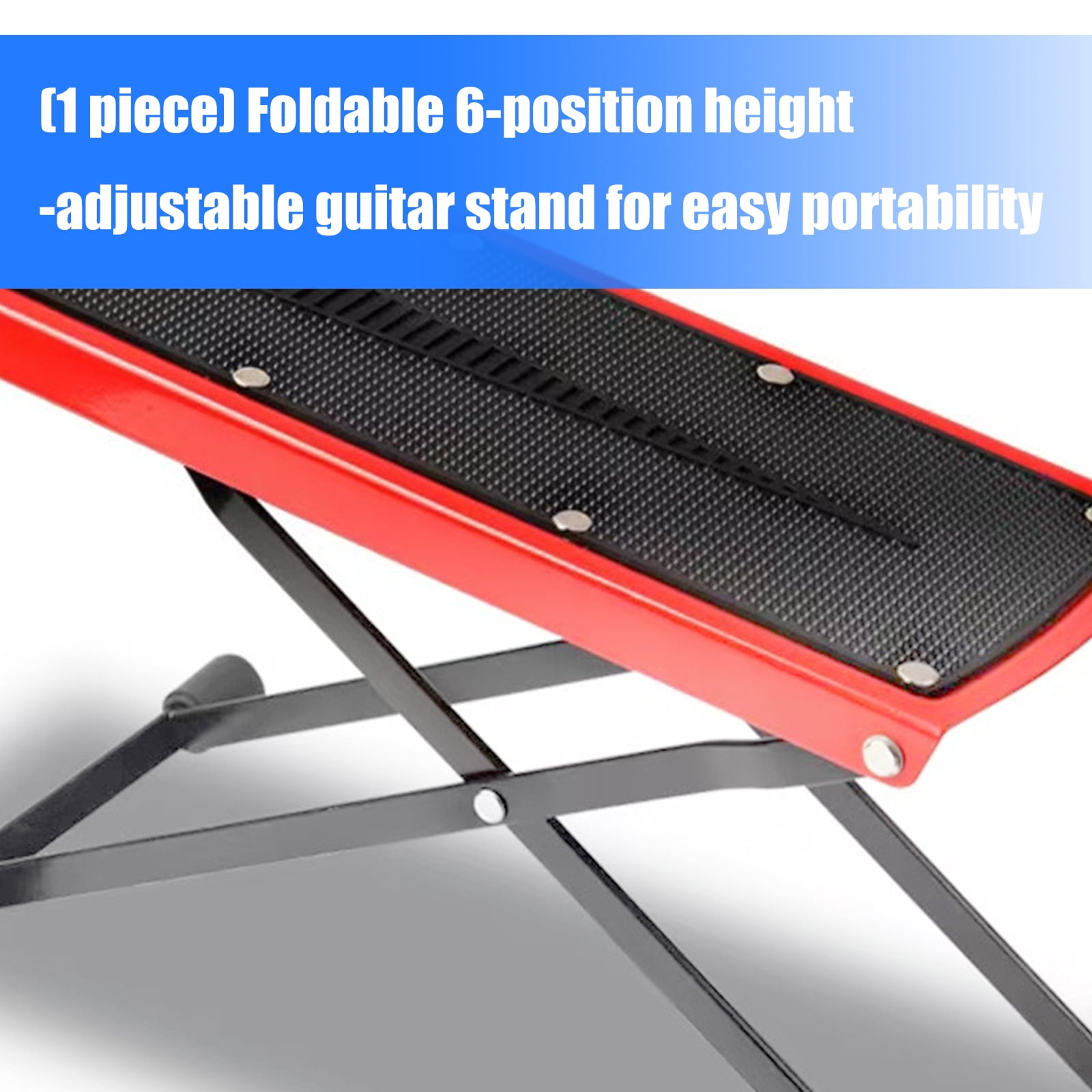 Portable Fold Up Guitar Stool 6 Height Settings Steel Reinforcement Rubber Grips Design For Musicians On The Go