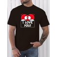 thumbnail image 1 of Camiseta creativa con estampado gráfico "I LOVE YOU" para hombre, informal, de manga corta y cuello redondo, ideal para verano y actividades al aire libre. y para el tiempo libre., 1 of 4