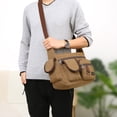 thumbnail image 4 of Yucurem Canvas Men Messenger Bag Large Casual Student Travel Shoulder Bags (Coffee), 4 of 6