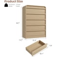 thumbnail image 2 of Commode à 5 Tiroirs Arquée pour Chambre, Commode à 5 Tiroirs en Bois de 45 Po de Hauteur avec Design à Profil Courbé, Organisateur de Rangement Moderne pour Garde-Robe pour Salon, Entrée, Chambre de Bébé - Chêne Naturel, 2 of 7
