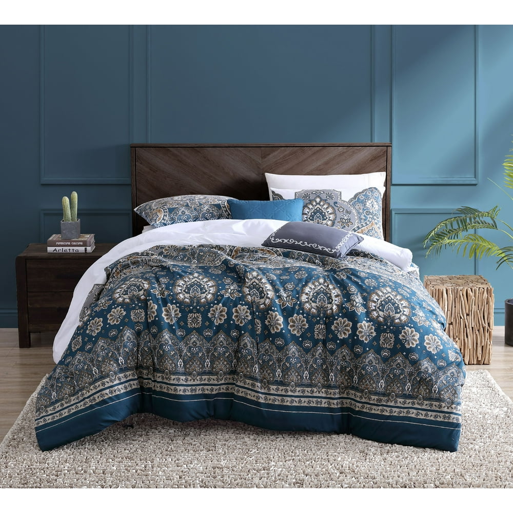Livia 4pc Teal Twin Comforter Set - Walmart.com - Walmart.com