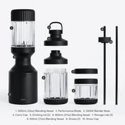 The Beast Blender; Personal Countertop Blending for Smoothies, Shakes, Food Prep & Frozen Fruits & Veggies; Extra Portable Vessels, Straw Cap & Straws Included; 1000W Motor (Carbon Black)