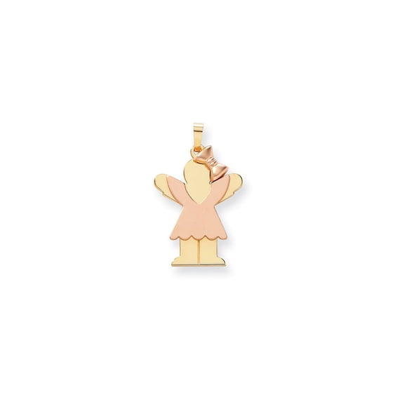 14k Two-tone Gold Large Girl with Bow on Right Engravable Charm
