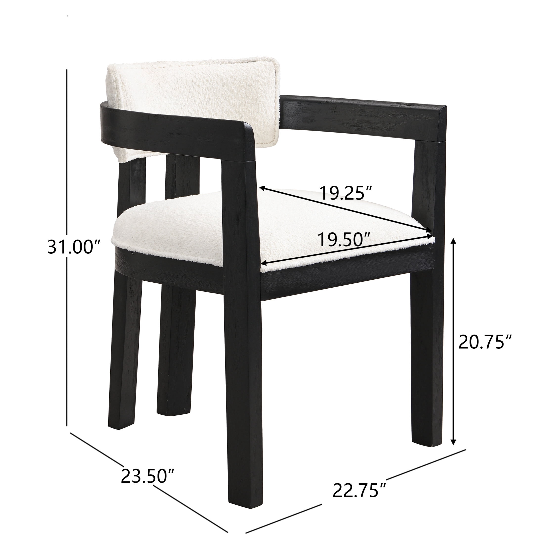 Rovelle Modern Upholstered Dining Chairs, Rubberwood, Beige + Black, Set of 2