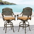 thumbnail image 5 of MEETWARM Outdoor Swivel Barstools Cushions Cast Aluminum Frame - Set of 2, Dark Bronze, 5 of 7