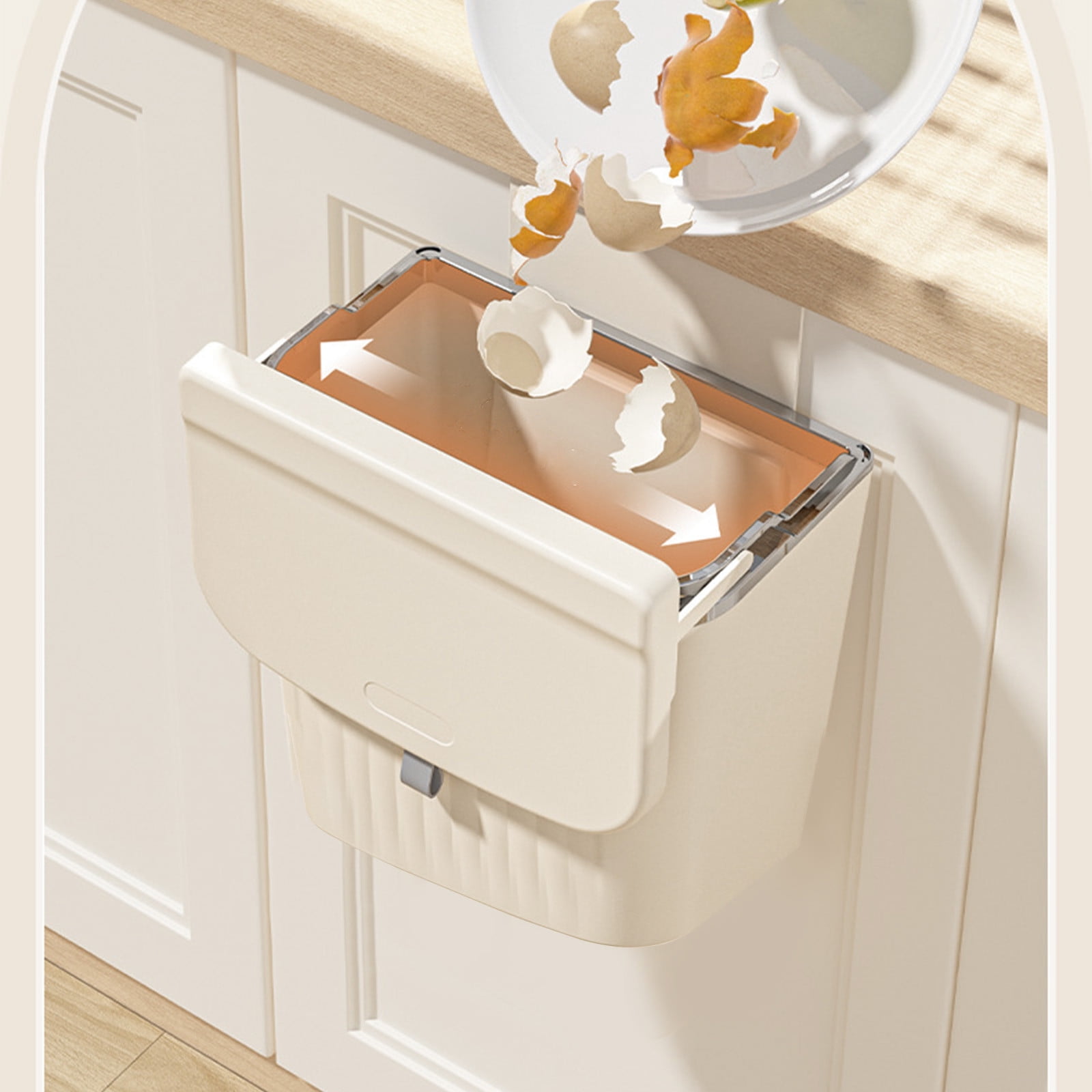 Jubipavy Hanging Trash Can with Lid Kitchen Cabinet Door Hanging Trash Can Cover Cabinet Trash Can Door Hanging Trash Can Under Sink Door Trash Can RV Bathroom