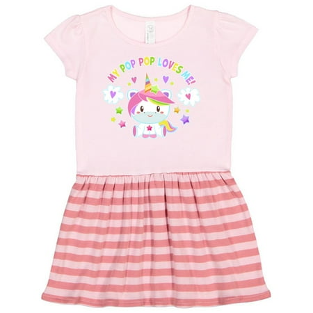 

Inktastic My Pop Pop Loves Me with Cute Rainbow Unicorn Gift Toddler Girl Dress