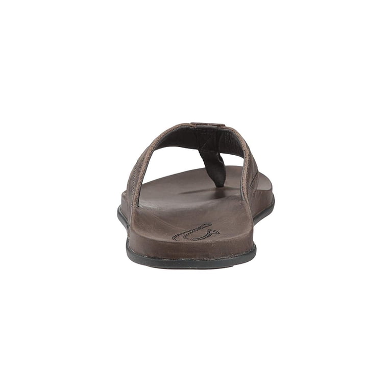 OluKai Pikoi Storm Grey/Storm Grey, Leather Flip-Flop with
