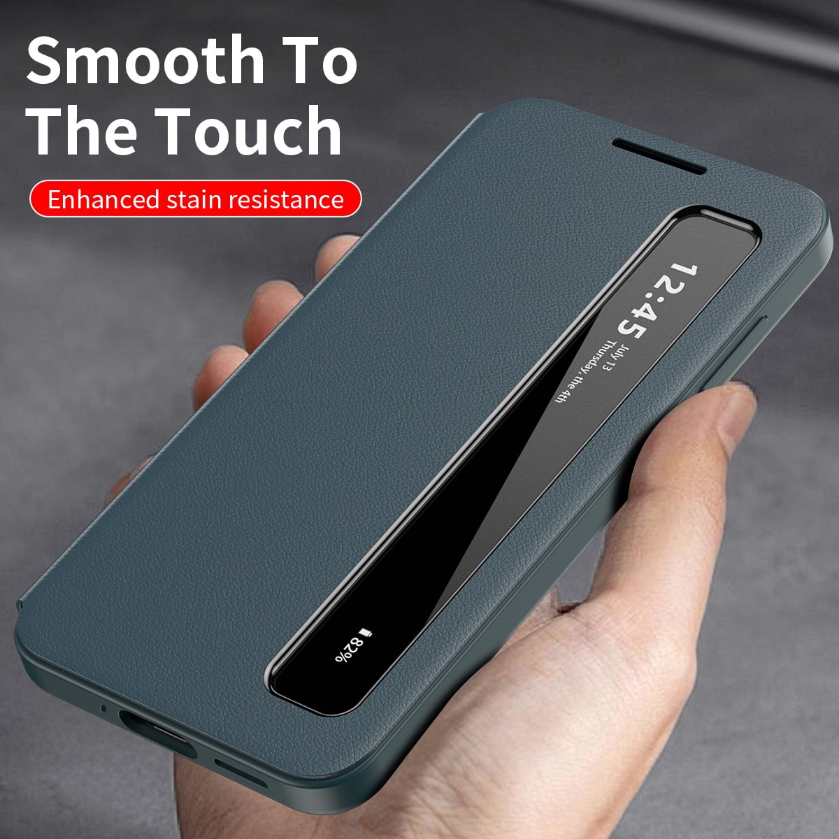 Kryonix for Samsung Galaxy S26 5G 6.3” Phone Case,Protective Cover with Smart Side Screen View,Finger Tap Control,Smart Button,PU Leather Flip Cover,Slim&Tough,Soft Touch,Green