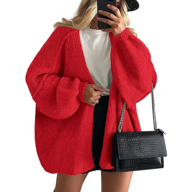 Suéter PRETTYGARDEN Otoño 2025 Oversize Rojo XL
