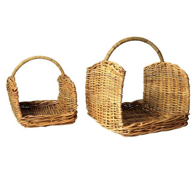 Benjara BM226391 Panier Tissé en Rotin avec Poignée Supérieure Incurvée&44; Marron - Lot de 2