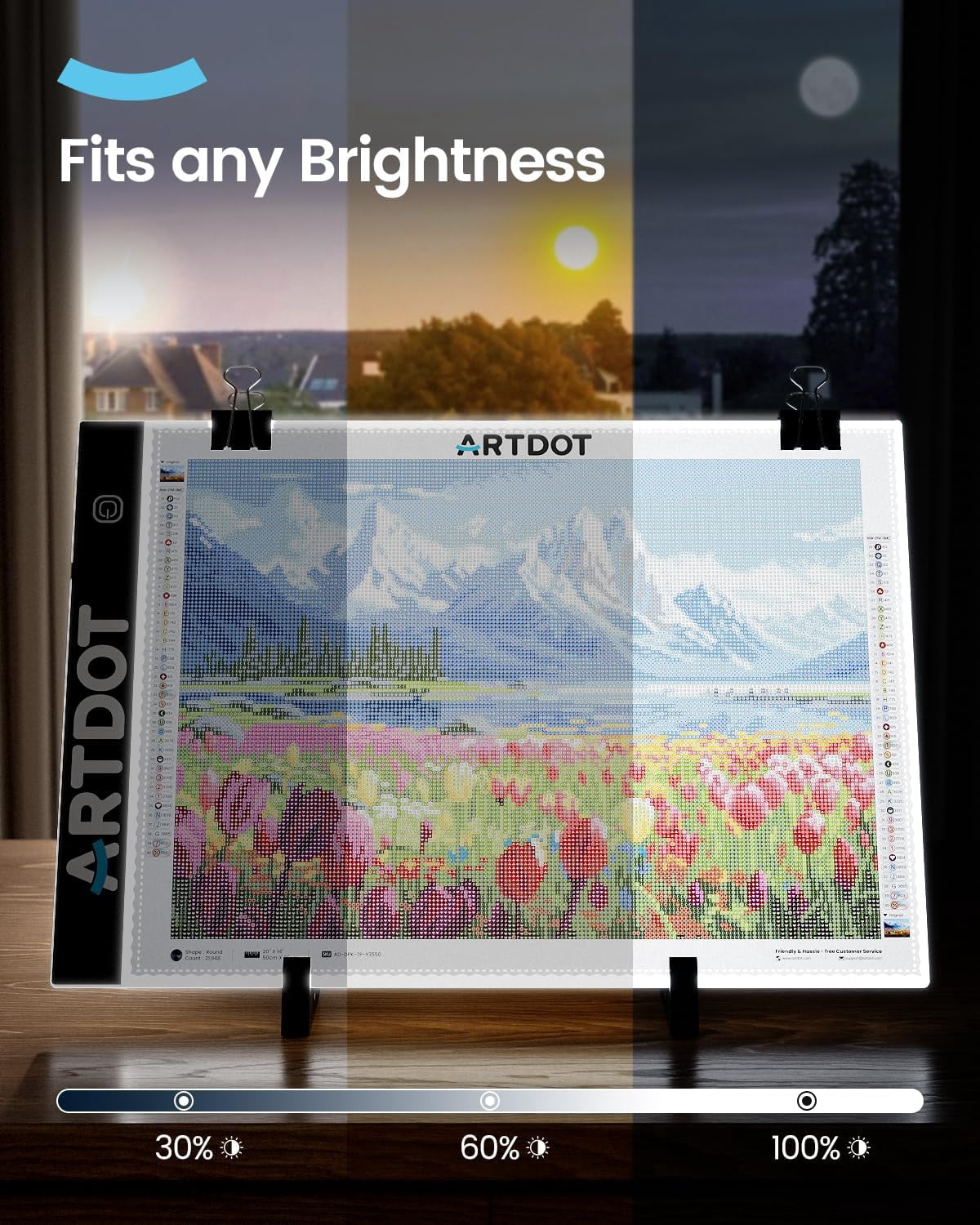 A4 LED Light Pad for Diamond Painting Kits for Adults, USB Powered Adjustable Brightness Diamond Art Light Board with Accessories
