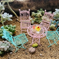 ELAYARD Dollhouse Living Room Furniture Round Pink Iron 3Pcs