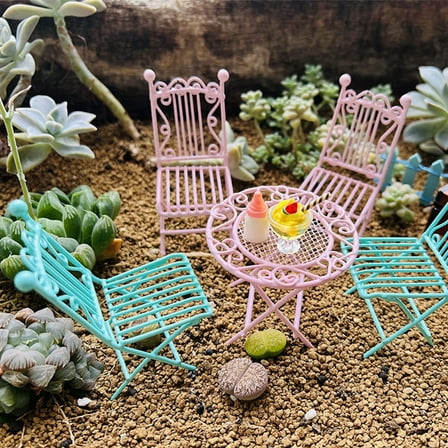 ELAYARD Dollhouse Living Room Furniture Round Pink Iron 3Pcs