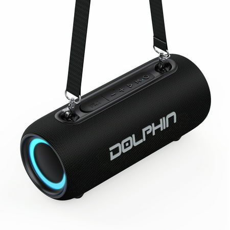 Dolphin LX-30 Waterproof Bluetooth Speaker, 26W Loud Portable Boombox, Water Resistant IPX5, Long-Lasting Battery, Bass, 5.3, Pool, Shower, Beach, Outdoor w Shoulder Strap, Rechargeable