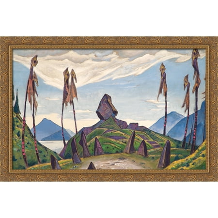 Study of scene decoration for The Rite of Spring 40x28 Large Gold Ornate Wood Framed Canvas Art by Nicholas