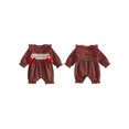 thumbnail image 2 of Cjfdfy Newborn Baby Girl Christmas Outfit My First Christmas Romper Collar Plaid Long Sleeve Letter Santa Claus Embroidery Bodysuit Infant Cute Christmas Fall Winter Bodysuit, 2 of 9