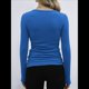 thumbnail image 4 of Camisetas Básicas Ajustadas Informales de Cuello Redondo y Larga Acanaladas para Mujer Azul Real S, 4 of 6