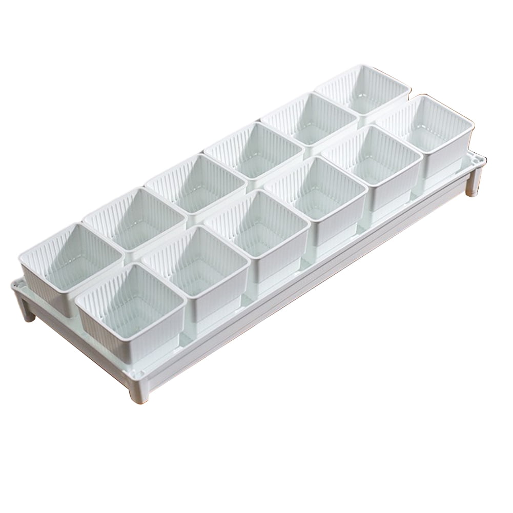 CSCHome 12 PCS Rectangle Plant Pot Plastic Breathable Planter with Drainage Holes and Tray for Succulents Gardening Home Window Decor