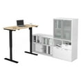 thumbnail image 4 of Bestar 160886-3817 i3 Plus Height Adjustable L-Desk with Frosted Glass Door Hutch, Northern Maple & White, 4 of 9
