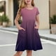 thumbnail image 2 of Girls' Summer Dress Kids 2025 Short Sleeve Ombre Dress with Pockets Casual Summer Dress for Kids Comfortable and Stylish Dresses ,Sie:90, 2 of 9